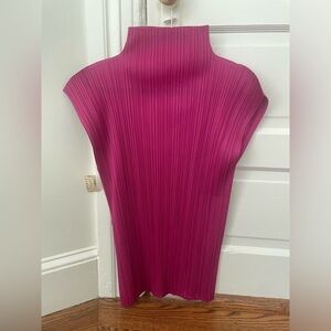 Never Worn w/ Tags Vintage Pleats Please Issey Miyake Magenta funnel neck tank